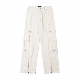 Белые свободные штаны карго I&Brown с молнией спереди внизу