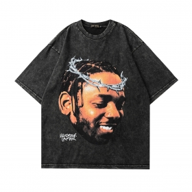 Черная футболка Onese7en с принтом рэп-исполнителя Kendrick Lamar 