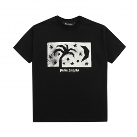 Брендовая черная футболка Palm Angels с принтом "пальма в ночи"