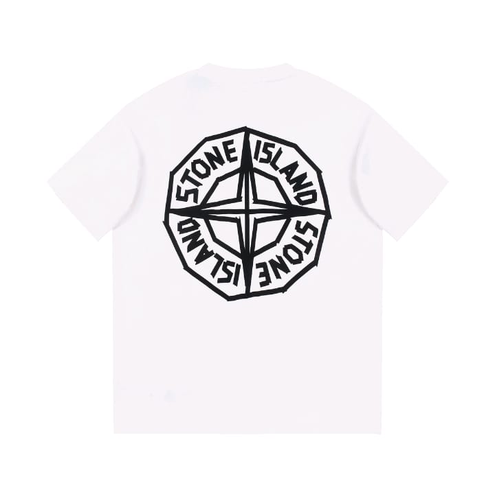 Оригинальная футболка бренда Stone Island с большим логотипом белая