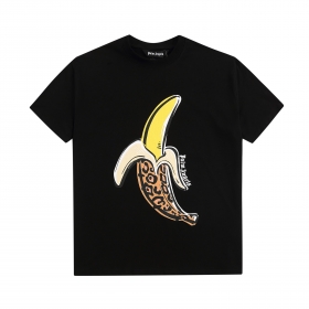 Черная футболка Palm Angels из хлопка с принтом очищенного банана