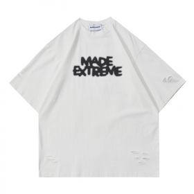 Рванная белая футболка Made Extreme с логотипом спереди по центру