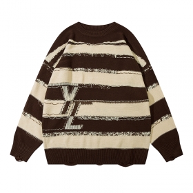 Кофейного цвета свитер YL BOILING в полоску и с принтом букв YL