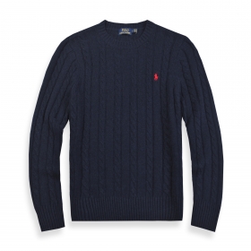 Износостойкий вязанный свитер Polo Ralph Lauren темно-синего цвета