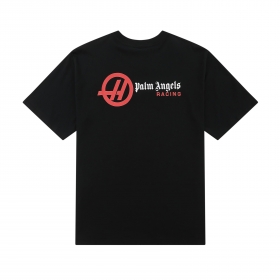 Черная футболка Palm Angels с логотипом команды Хаас Формулы 1 сзади