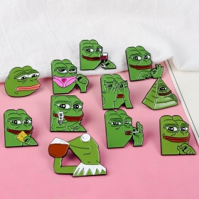 Зеленая жаба значки с персонажем культового интернет мема