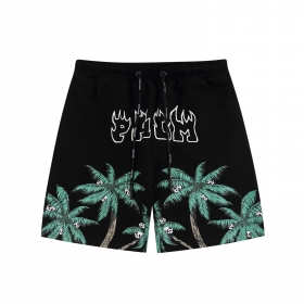 Черные хлопковые шорты Palm Angels с принтом "пальмы" и надписями
