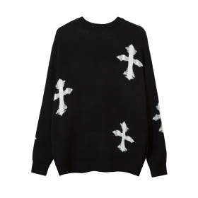 Классический черный свитер YL BOILING с принтом крестов со всех сторон