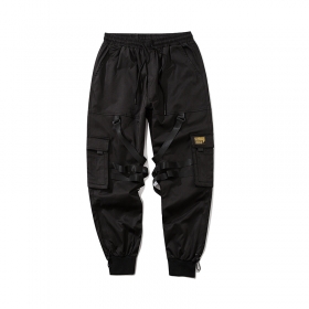 Стильные черные штаны карго I&Brown с функциональными лентами