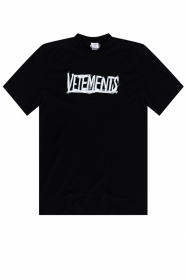 Универсальная черная хлопковая футболка VETEMENTS WEAR с текстом сзади