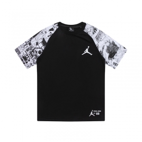 Свободная черная хлопковая футболка Jordan с брендовыми рисунками