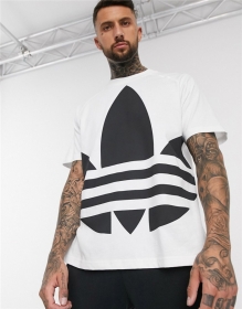 Удлинённая белая футболка с крупным логотипом Adidas