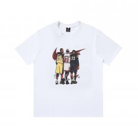 Оригинальная белая хлопковая футболка Jordan с принтом "Три игрока"