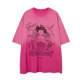 Оверсайз розовая футболка от HYZ THIRTY с рисунком спящего человека