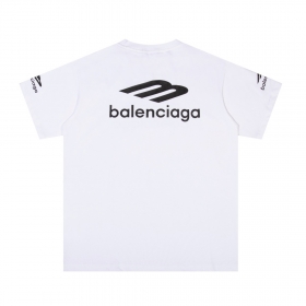Однотонная белая футболка BALENCIAGA с коротким рукавом