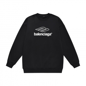 Свитшот свободного кроя Balenciaga однотонный черного цвета с лого