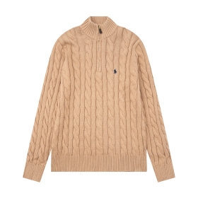 Вязаный бежевый свитер Polo Ralph Lauren с вышитым лого на груди