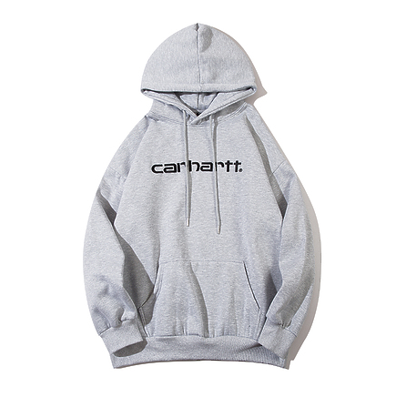 Свободного кроя светло-серое худи Carhartt с вышивкой бренда спереди