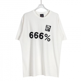 Футболка бренда Saint Michael 666 белая с чёрно-серыми рисунками
