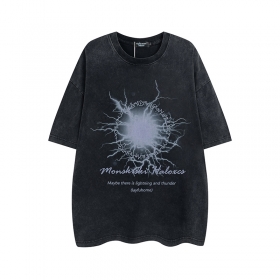 Чёрная оверсайз футболка от Layfu Home Monskiski с шаровой молнией
