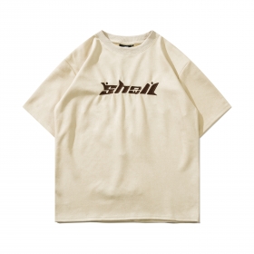 Кремовая замшевая SkatePark футболка с вышитым лого на груди и спине
