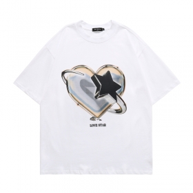 Унисекс белая футболка Onese7en с изображением сердца с черной звездой