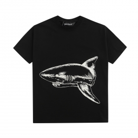 Унисекс черная футболка Palm Angels с крупным рисунком акулы