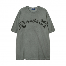 Тёмно-серая футболка с принтом на спине и груди от бренда Let's Rock