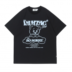 Чёрная футболка с принтом на груди "Мишка" от бренда VAMTAC 