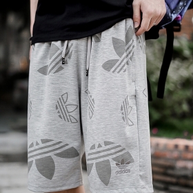 Универсальные удлинённые Adidas серые шорты с карманами на молнии