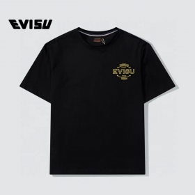 Чёрная универсального кроя хлопковая футболка от бренда Evisu
