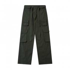 Серые свободные штаны карго I&Brown с длинным поясом в шлевках