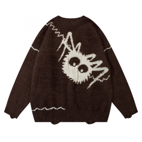 Трендовый свитер кофейного цвета бренда ANBULLET с рваными манжетами