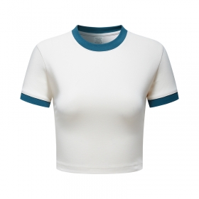 Укороченная футболка BE THRIVED белого цвета с голубым