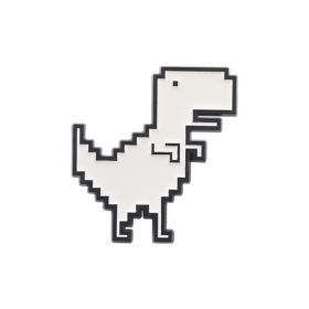 Значок-пин в виде "Пиксельный белый динозавр" металлический сплав