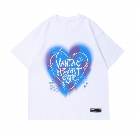 Однотонная VAMTAC белая футболка с принтом "Сердце" и лого на груди
