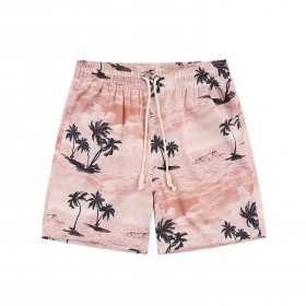 Пляжные розовые шорты Palm Angels с принтом "черные пальмы"