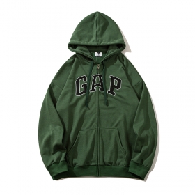Просторное зеленое зип худи GAP с крупным лого спереди комфортное