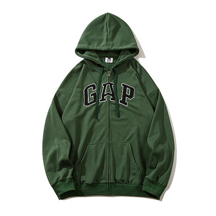 Просторное зеленое зип худи GAP с крупным лого спереди комфортное