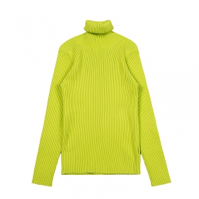 Стильный яркий желто-зеленый свитер VETEMENTS WEAR с разрезом на спине