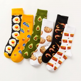 Яркие модные носки с принтами "Еда" выполнены из хлопка