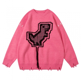 Оригинальный розовый свитер ANBULLET с круглым вырезом горловины