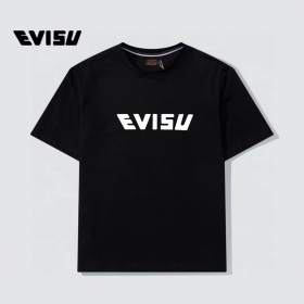 Чёрная из 100% хлопка футболка Evisu с фирменным голубым принтом