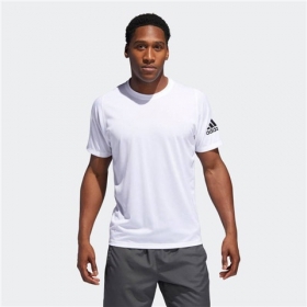 Adidas спортивная быстросохнущая белая футболка с лого на рукаве