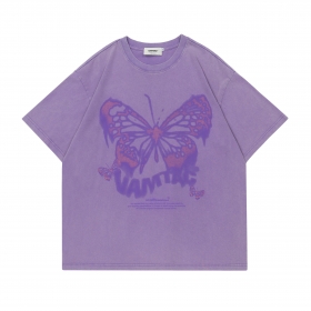 Базовая фиолетовая футболка VAMTAC с принтом на груди "Бабочка"