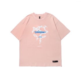 Хлопковая розовая футболка от бренда VAMTAC с принтом "Сердце"