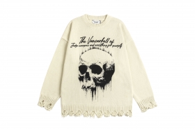 Креативный кремовый свитер от бренда VANCARHELL с рваными манжетами