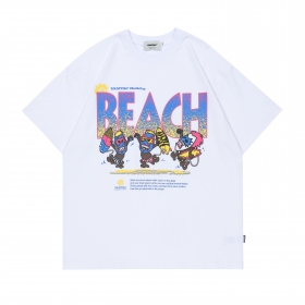 Белая футболка с принтом на груди "BEACH" от бренда VAMTAC