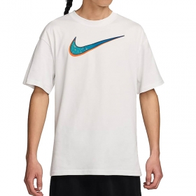 Стильная белого цвета футболка Nike с голубым лого на груди