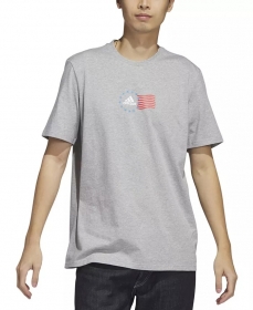 Оригинальная модель футболки в сером цвете от бренда Adidas